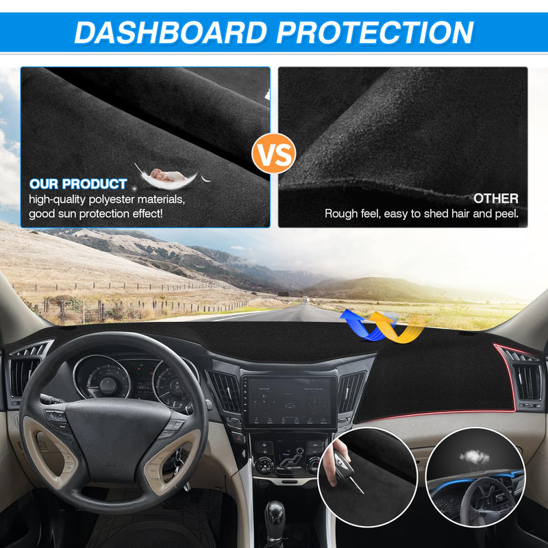 Sonata Dash Cover - Dashboard Cover Fits for Hyundai Sonata 2011 2012 2013 2014, Felt Dash Mat for Sonata Accessories, Silicone Back Anti-Slip, Dashboard Sunshield Hyundai Sonata 2011-2014