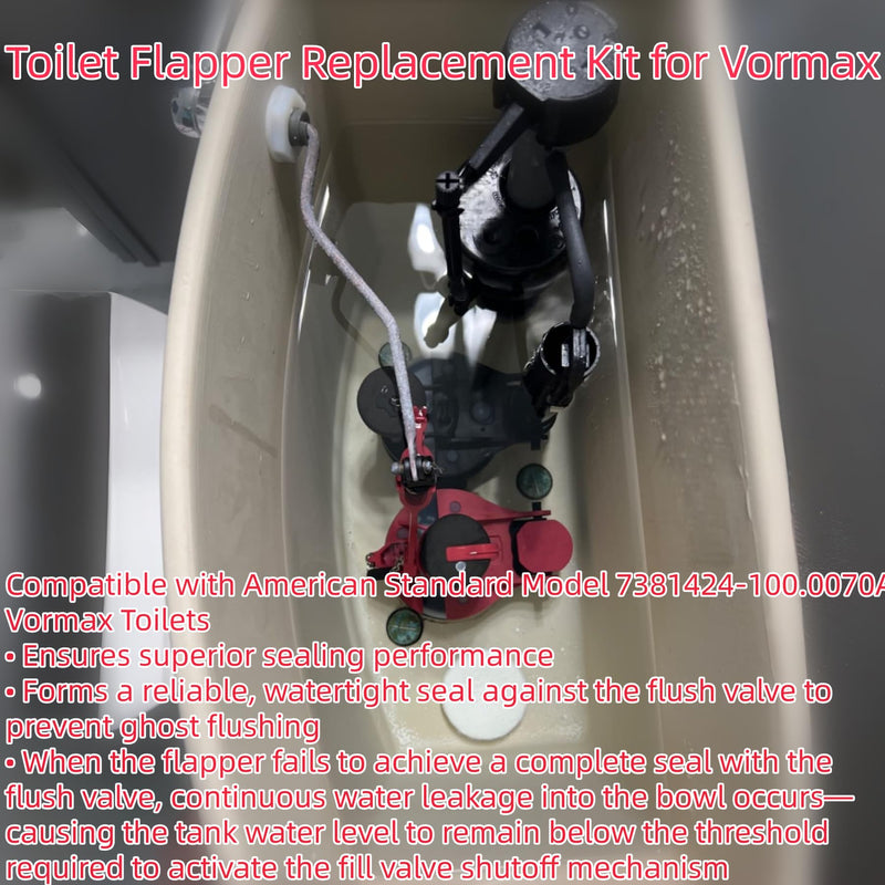 American Standard Toilet Flapper Replacement Kit 7381657-200.0070A | For Vormax Toilets (4270A, 4370A, 4570A), Dual Flappers with Silicone Seals, Metal Chain, Teeter Bar
