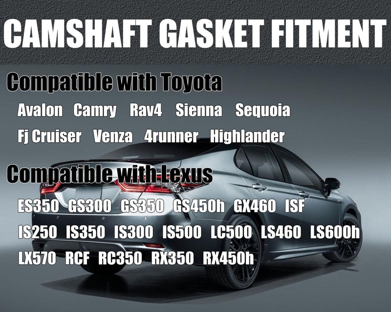 Camshaft Gasket Compatible with Toyota Lexus Models, Camshaft Bearing Cap Hole Gasket 11159-31010 90430-10024 11159-38010