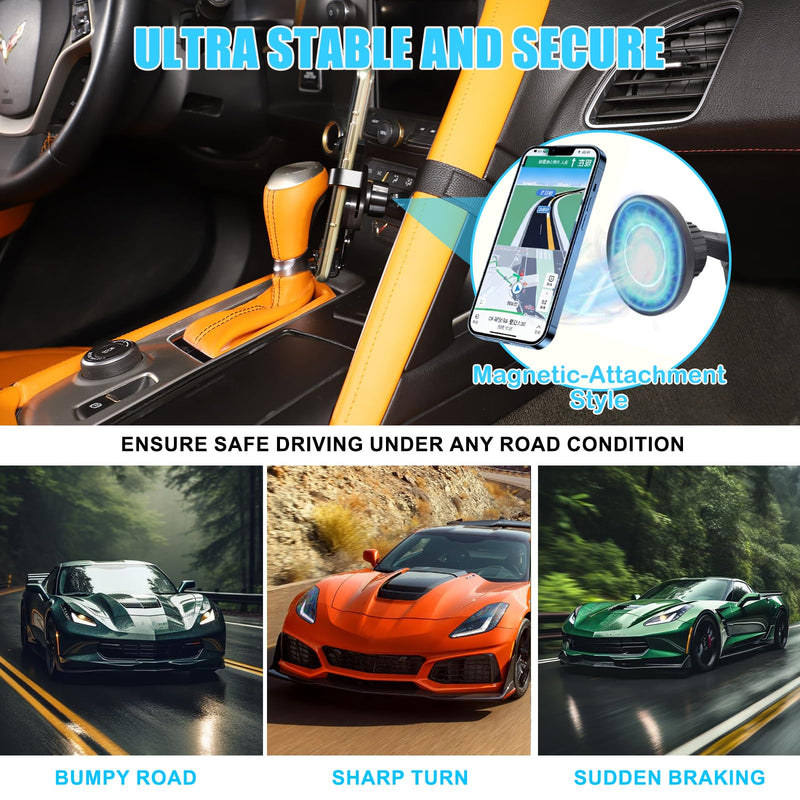 Car Phone Holder for Corvette C7 2014-2019 Aluminum Centre Console Handle Fixed Mobile Phone Mount Holder for Car Fit for iPhone Android and Universally Smartphones (A) A