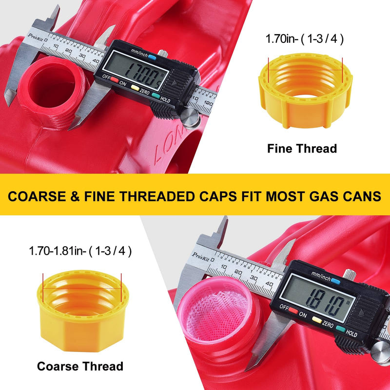 Gas Can Spout Replacement, Gas Can Nozzle. Spout Length is 8.1 in, Easier to use. For most 1/2/5/10 gal oil cans. With Gas Tank Vent Caps, Thick rubber pad, Spout Cover, Base Caps (2 Kit-Yellow)