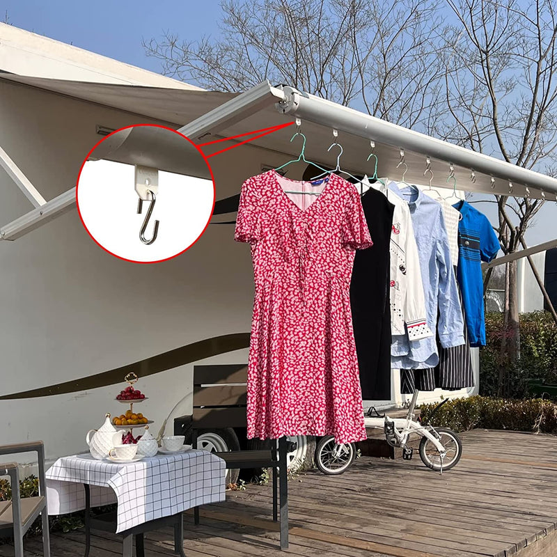 Dulepax RV Awning Hooks, RV Awning Light Clips for Christmas Camping Awning Lights Decor, Hang Clothes,Hang Plants and More.Easily Slide Into Awning Roller Bar Channel (12 PCS) 12pcs hooks