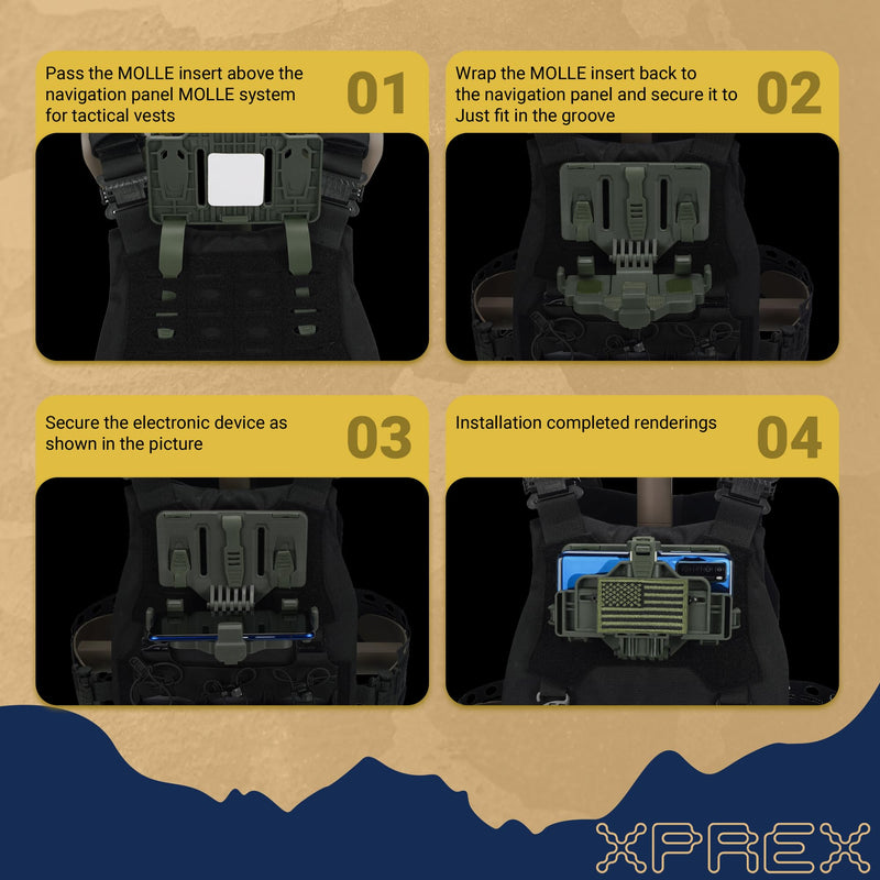 Tactical Phone Holder,MOLLE Phone Chest Mount Holder for 4.7"-7.7" Screens Plate Carrier Phone Mount,Adjust Tactical Gear Plate Carrier Vest Accessories for Tactical,Car,Office Ranger Green