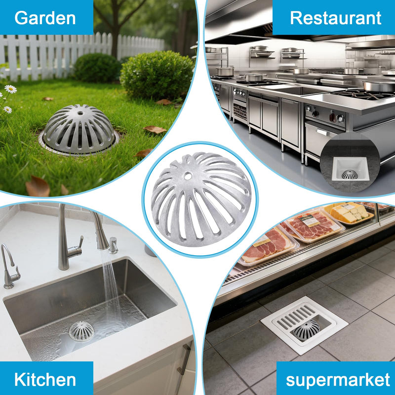 3 PCS Floor Sink Strainer,Heavy Duty Commercial Drain Cover | Drain Strainer Floor Drain Cover for Kitchen, Bar, Outdoor Garden or Bath 5-1/4" Diameter x 2-1/4"H 3