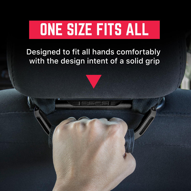 GP BackGrip PRO, Headrest Car Passenger Hand Grip for Truck & Car Wrangler JL JT JK Handle for Offroad, Kids & Seniors, Patented Jeep Accessories, Aluminum,Jet Black, 2-Pack