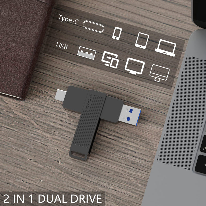 Maxone External 512GB Portable Solid State Flash Drive, USB Type C Both 3.2 Tech - 2 in 1 Dual Drive Memory Stick Super Speed.Optimal Speeds Up to 600MB/s Read, 550MB/s Write.