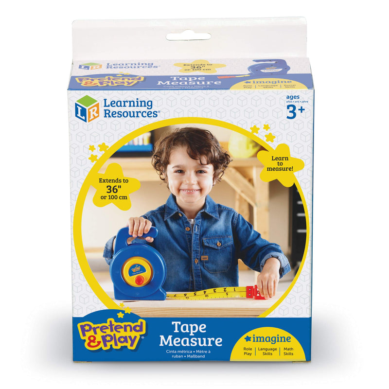Learning Resources Pretend Play 3" Long Tape Measure - Kids Construction Toys, Preschool Activities, Pretend Play For Toddlers , Height Measurement Counting Tool, Fine Motor Skills, Homeschool Tape Measure, 3 Feet