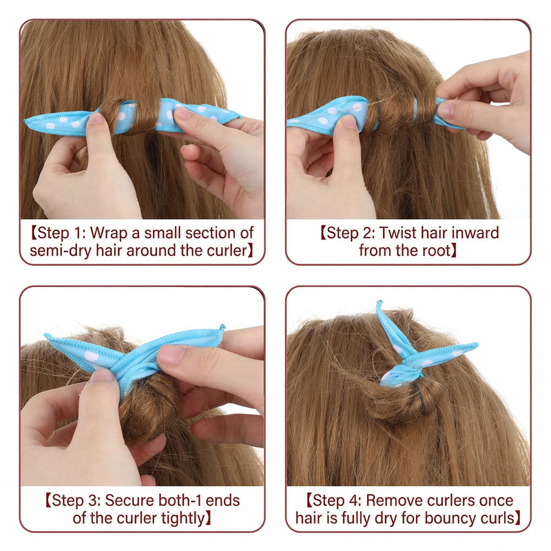  [AUSTRALIA] - 24 Pcs Hair Curler Rollers DIY Night Sleep Foam Hair Styling Tools Flexible Soft Satin Sponge Rollers Overnight Pillow Sponge Curler for Heatless Women Tousle Curly Hairstyle No Heat