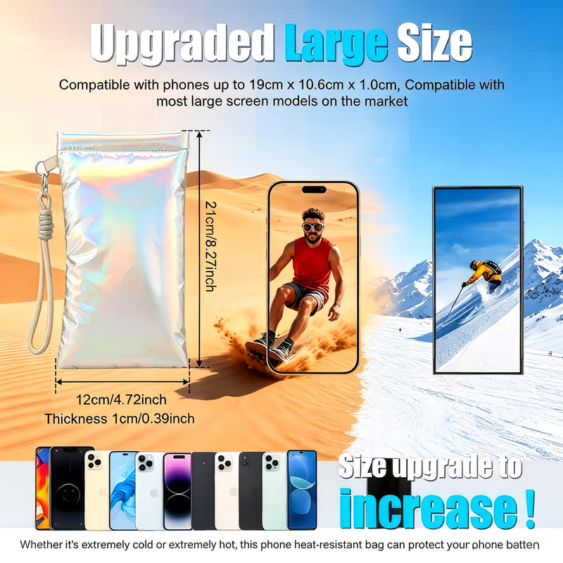 3 Pack Thermal Phone Case Extends Battery Life 5X in Cold or Hot Weather | 8.27x4.72inch Insulated Phone Pouch 9-foot Drop Protection Cell Phone Sleeves For Hiking Camping Skiing Silver#1-3PACK