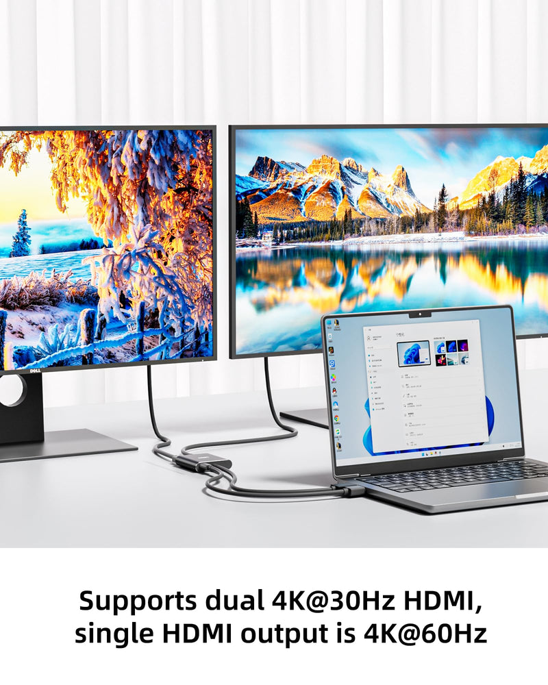 Displayport to Dual HDMI Splitter,4K 60Hz Multi-Monitor Splitter,Dual Monitor DP to 2 HDMI Monitor for Computer Laptop Graphic Card,PC,Windows Compatible MST Extended Mode