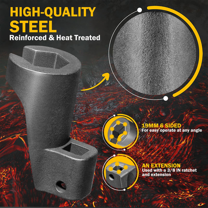 E-cowlboy 19MM High Pressure Fuel Line Socket Tool for Detroit Diesel DD13 DD15 DD16 Alternative to W47058090900