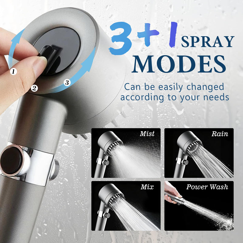 Filtered Shower Head with Handheld, 3 Spray High Pressure Ionic Technology Showerhead, 8 Filters & Anti-Clog Nozzles for Hard Water, Filter out Impurities Reduce Dry Itchy Skin, 2 Hoses, ON/OFF Switch