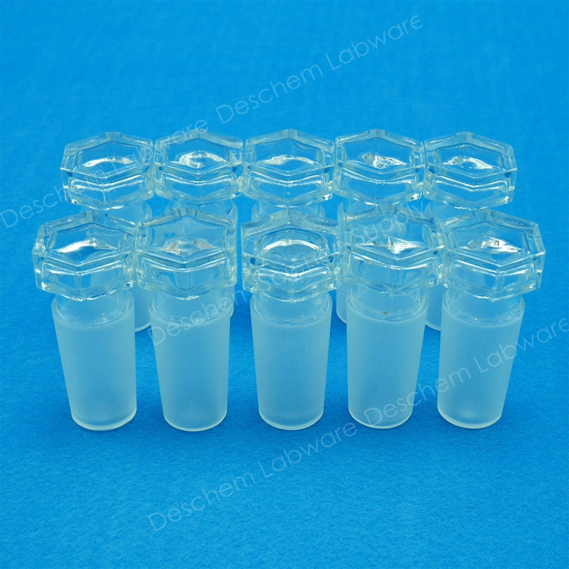 10Pcs 24/40 Lab Hollow Glass Stopper Laboratory Ground Joint Hexagonal Plug 10