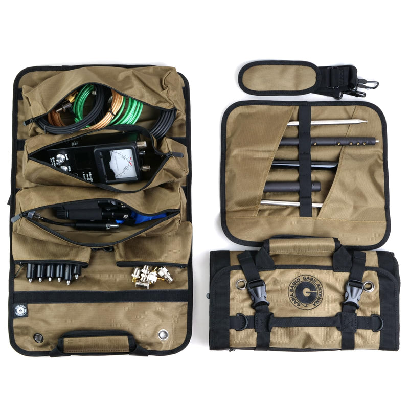 Gabil Antenna Roll Bag for Ham Radio – GR-ARB01 Brown | 1680D Water-Resistant Organizer for Coils, Whips, Tools | Lightweight, Durable, Modular Pockets