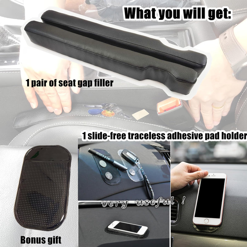  [AUSTRALIA] - Leather Car Seat Gap Filler, 2 Pack Universal Gap Stopper/Catcher to Fill The Gap Between Seat and Console Black Car Crevice Blocker Space Pad