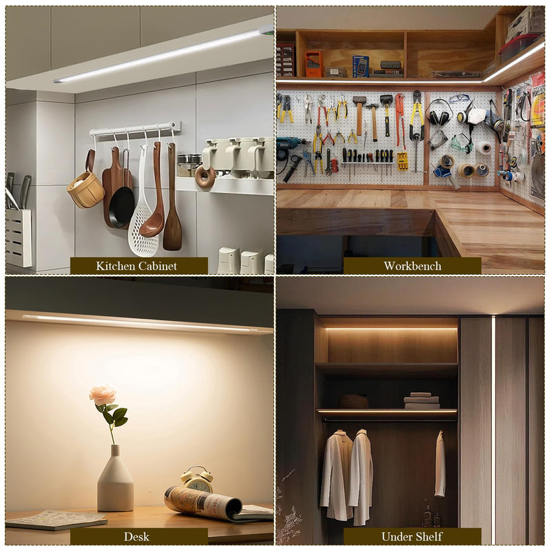 Under Cabinet Light with Hand Wave 40 inch 1090lm,2-Pack Under Cabinet Lighting Plug in,3 Colors Undercabinet Lights for Kitchen,Stick on LED Under Counter Lights for Cabinet,Desk,Shelf 2-Pack