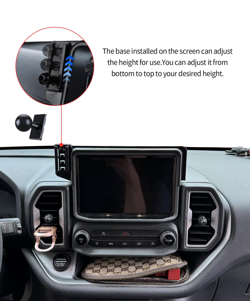Wireless Charging car Phone Holder for Ford Bronco Sport 2021-2024 Accessories 8 inch Screen Fixed Clip,360° Rotation car Phone Mount Compatible with MagSafe