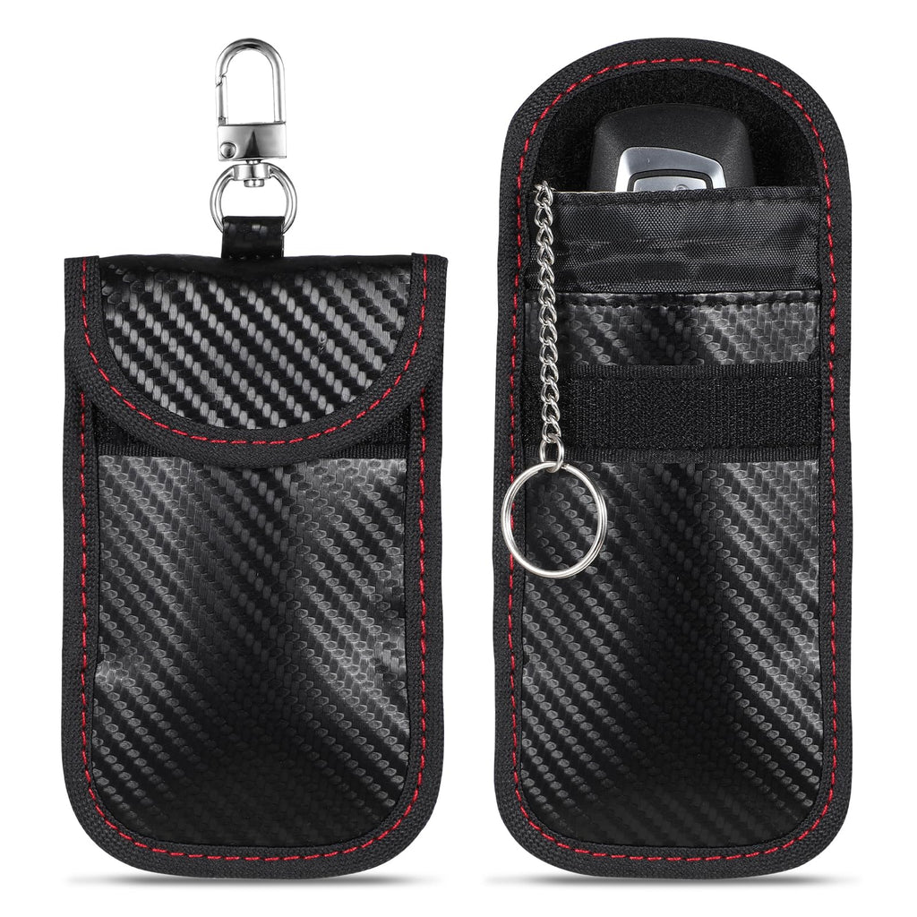 2 Pack Faraday Bags for Key Fob, Faraday Key Fob Protector Car Security Protection Pouch Anti-Theft Pouch RFID Key Fob Signal Blocker Black Key Fob Cage, Keyless Vehicles Fob Case