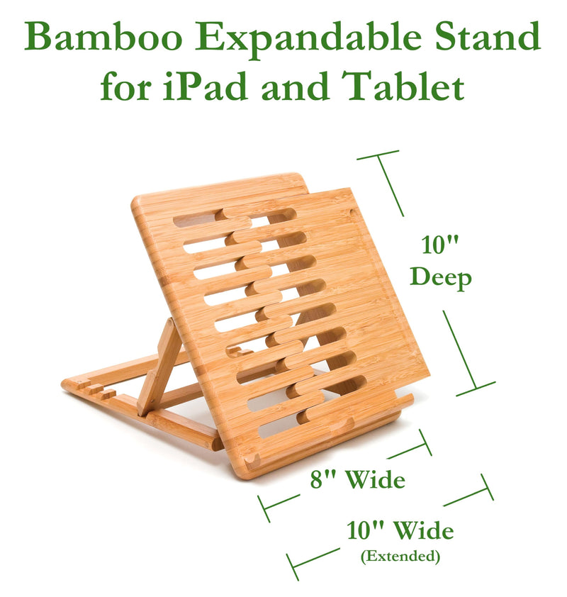 Lipper International 1887 Bamboo Wood Expandable Stand for iPad, Samsung, Nexus, Nintendo Switch, and Other Tablets for iPad/Tablet