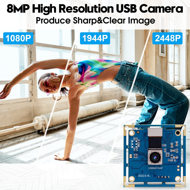 Webcamera_USB 8mp Autofocus USB Camera 4K Lightburn Camera for Laser Engraver Mini PC Camera for Computer Laptop AF USB Security Camera IMX179 Webcam Board for Raspberry Pi Jetson Nano