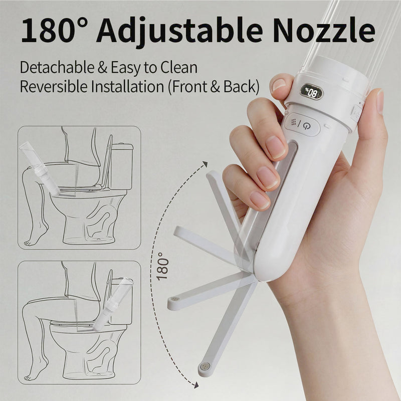 Portable Bidet for Travel, Personal Hygiene Sprayer Bottle for Women Men, Mobile Bidet Portable for Toilet,Electric Handheld High-Pressure Foldable USB-C Battery-Powered（White） White