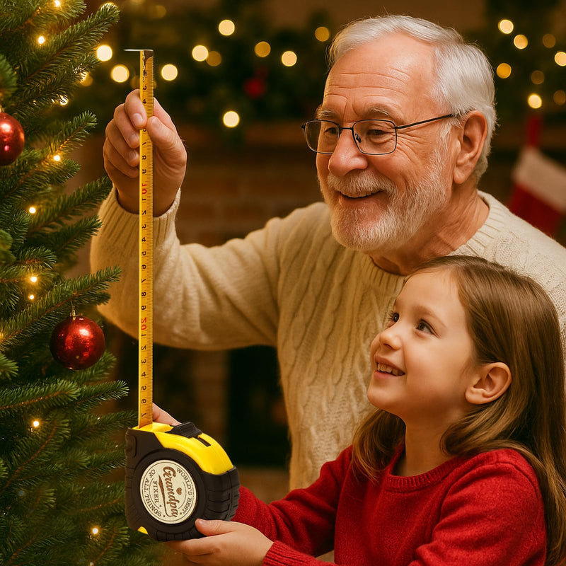 Fathers Day Grandpa Gifts from Granddaughter Grandson - Ideal Father's Day Birthday Grandparents Day Gifts for Grandpa Grandfather from Grandkids - Funny Engraved Tape Measure 25 FT Ideas Grandpa Tape Measure