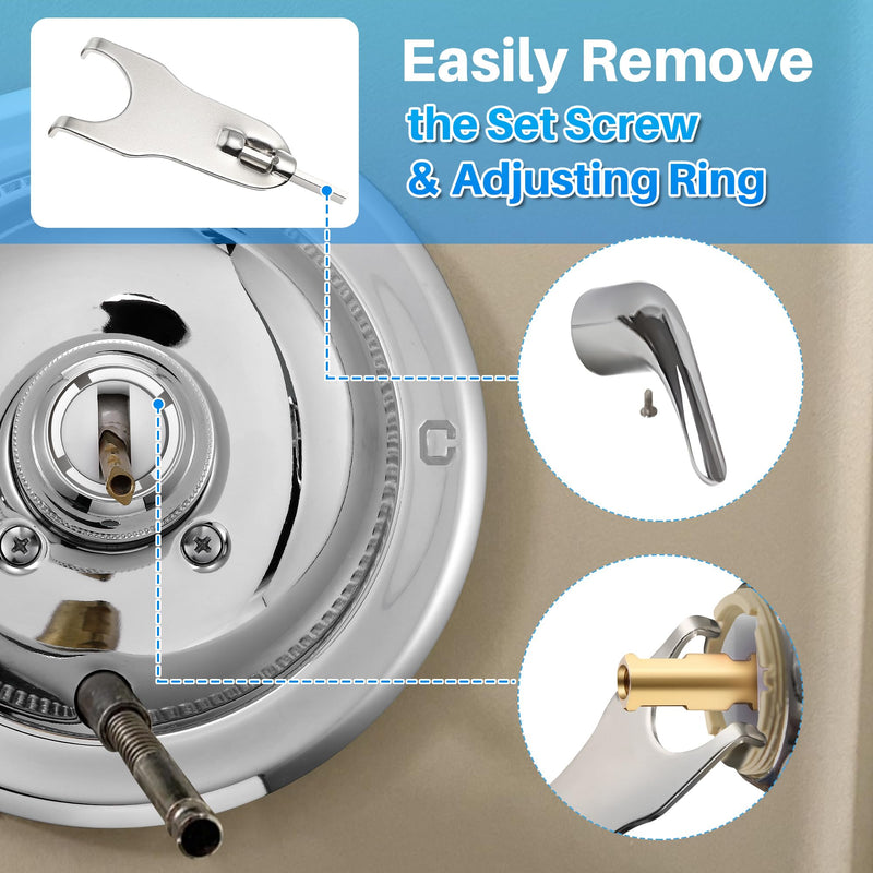 Shower Handle Renovation Repair Trim Kit Compatible with Delta RP6046, Single Handle Trim Kit Compatible with Delta 600 Series Shower Valve(Knob,Chrome) Chrome Knob