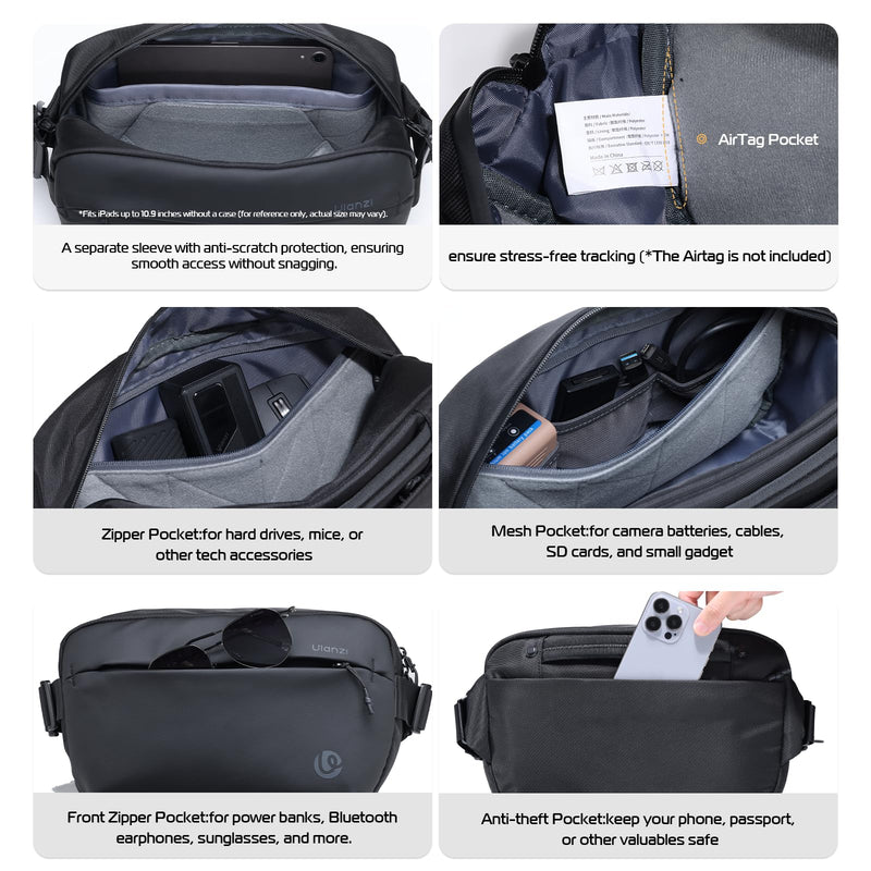 ULANZI 10L Camera Sling Bag, Water-Resistant Camera Case with Tripod Holder | DSLR/SLR/Mirrorless Camera Bags Crossbody for Photographers Video Photo Live Travel Outdoor Work Photography Accessories