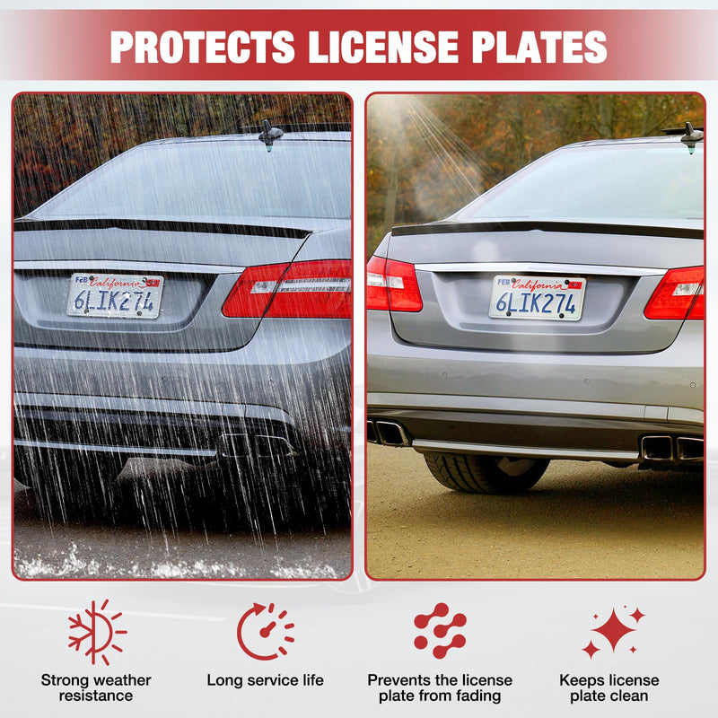License Plate Protector 2 Pack, Clear License Plate Cover 12.08 * 6.02’’ Universal, Plate Cover for Car Plastics, Car Frame Cover Shield with Screws Transparent Spacers Screw Caps by XIOGZAXI Style A