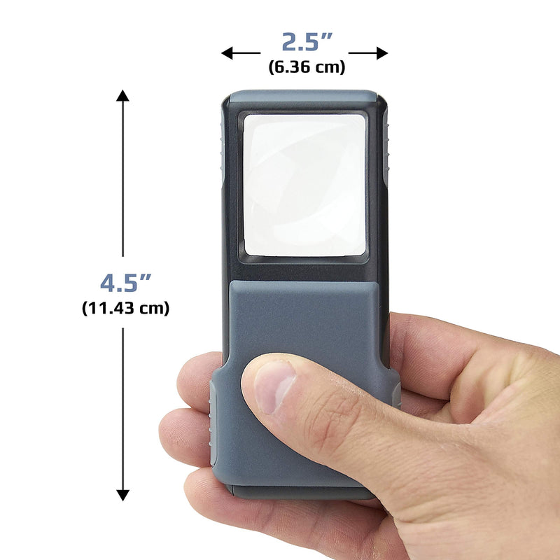 Carson 5x MiniBrite LED Lighted Slide-Out Aspheric Magnifier with Protective Sleeve - Set of 4 (PO-55MU),Gray Pack of 4