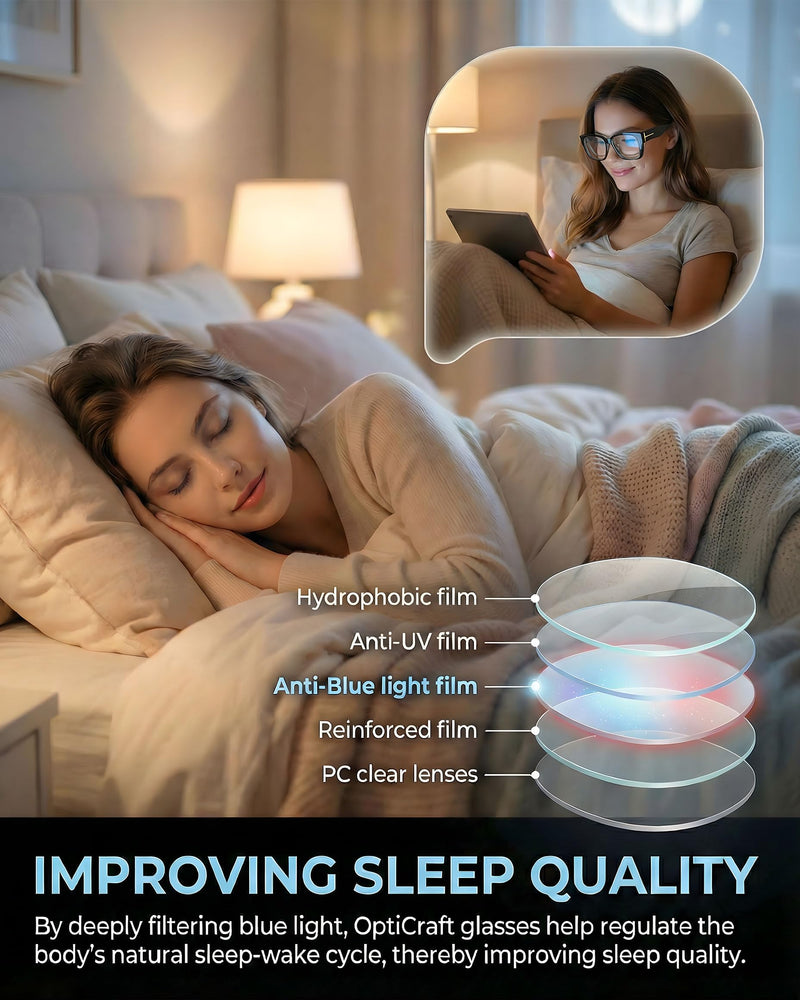 OptiCraft Fit Over Blue Light Blocking Glasses, Relieve Eye Fatigue | Reduce Headaches, Lightweight Oversized Wraparound Design, Ideal for Office Work Digital Use Movie Nights Study Reading A02 Black/Clear Clear