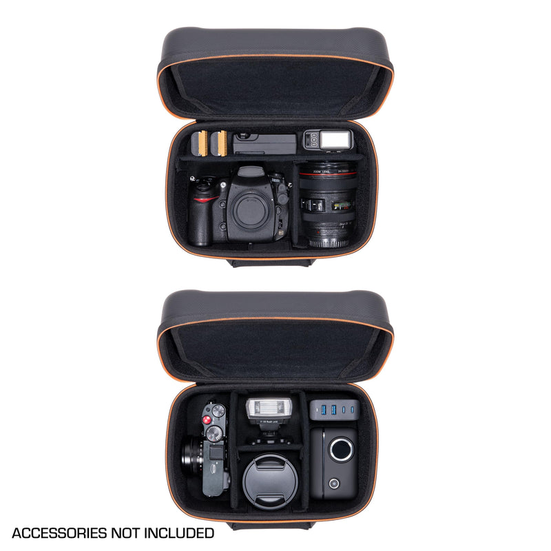 USA Gear Camera Storage Case (10 Inch) Semi Rigid Camera Carrying Case fits Canon Rebel T7, EOS R50, M50, Kodak Pixpro FZ55, Compact DSLR & Lenses - Customizable Dividers, Water Resistant Exterior