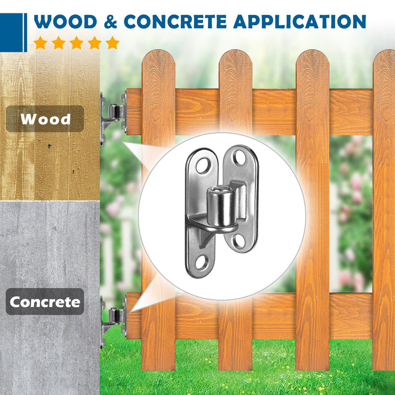 Gate Hinges Wall Mount Gate Hinge, 2Pack Heavy Gate Hinges, SUS304 Heavy Duty Hinges for Wooden Fence with 5/8'', Capacity Up to 600LBS for Wooden Fences and Farm Gates 2 Pack(4pcs)
