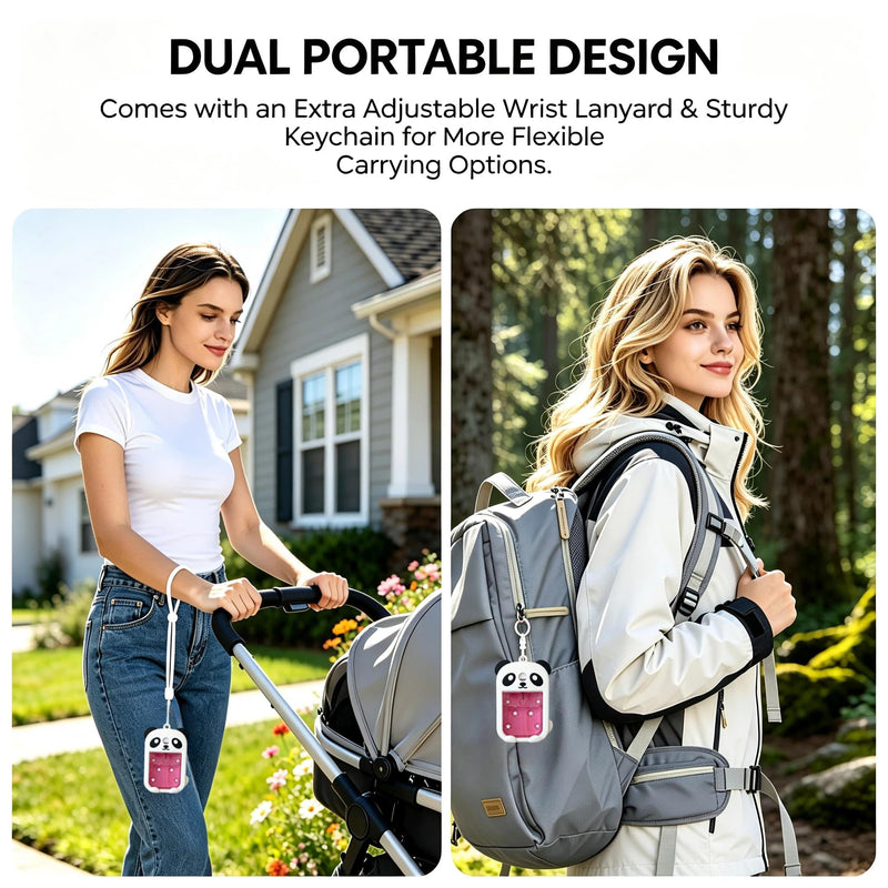 Panda Hand Sanitizer Case, Compatible with Touchland 1 FL OZ Mist | Durable silicone cover, Adjustable lanyard & keychain, Trendy purse charm, Everyday travel commute essential, Gift for her