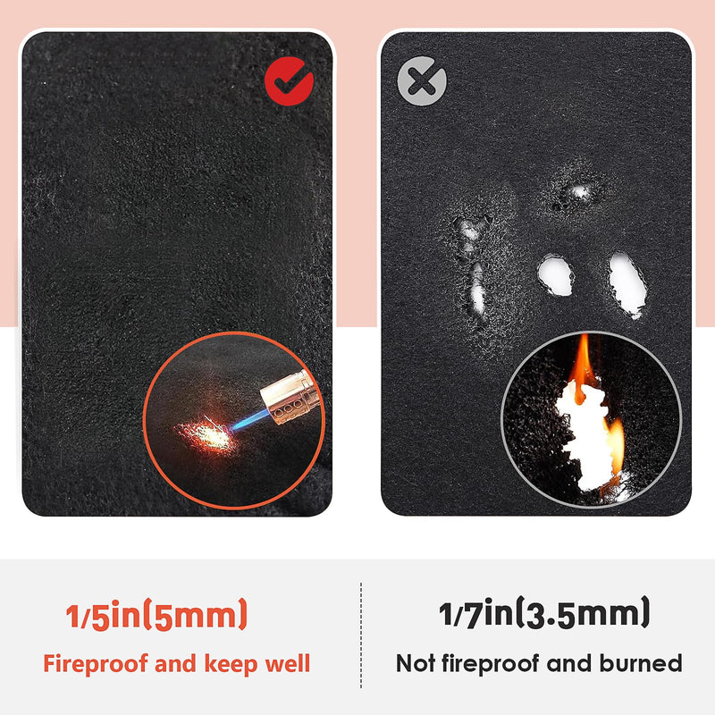 6' x 4' Large Welding Blanket Fireproof, 1/5"(5mm) Thickened Heat Resistant Mat, Flame Retardant Carbon Felt Wick, Fire Resistant Insulation Blanket, Heat Shield for Soldering, Stove, Firepit, Grill 4' x 6'