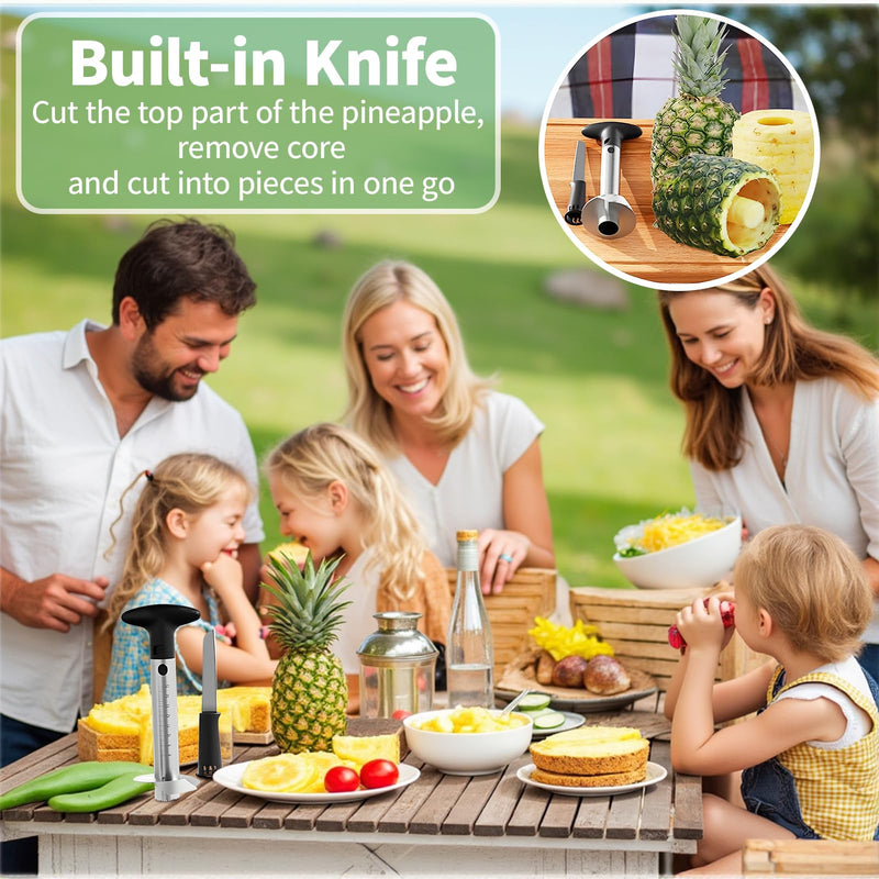 YYP Pineapple Corer and Slicer with Measurement Marks – Stainless Steel Pineapple Cutter for Perfect Pineapple Rings & Effortless Cutting (Black) Black