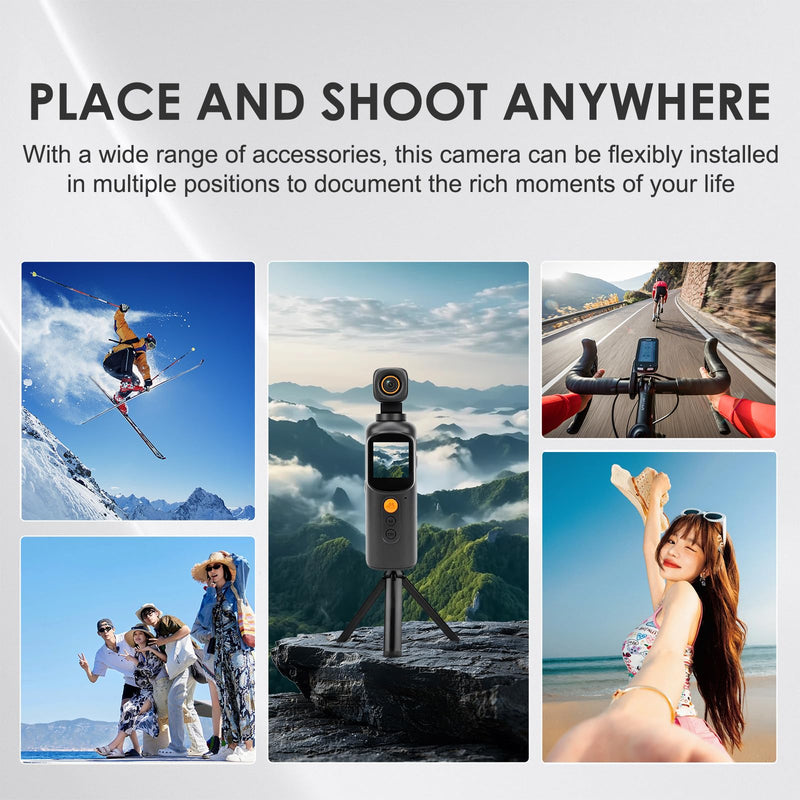 4K Body Cameras with Audio and Video Recording, WiFi Portable Vlogging Camera 350° Rotation, 6HR Battery, Mini Action Camera for Travel, Work Records, Covert Recording 64GB Card Included.