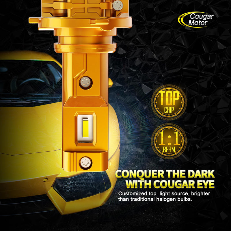 Cougar Motor 9006 Bulbs, 9006 HB4 Light Bulbs, HB4 Fog Lights 6500K Lite Bulb Fanless and Wireless, Off-Road Bulb Plug-N-Play, 1:1 Size, Quick Installation - Pack of 2