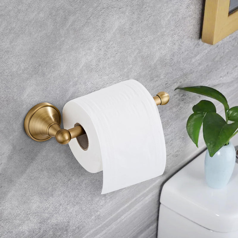 Brass Toilet Paper Holder Towel Ring, Antique Brass Towel Holder Toilet Paper Roll Holder, Rustic Towel Rack Bathroom Accessories Set Hardware 2 Pieces Farmhouse Wall Mounted