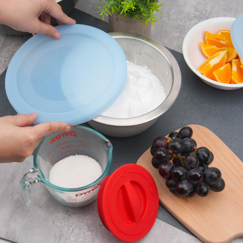 3 Pack Silicone Replacement Lids for OXO 1.5-Quart, 3-Quart & 5-Quart Good Grips Stainless-Steel Mixing Bowls, See-Through Silicone Lids, Dishwasher & Microwave Safe (Bowls Are Not Included) 3 Pack Lids 01