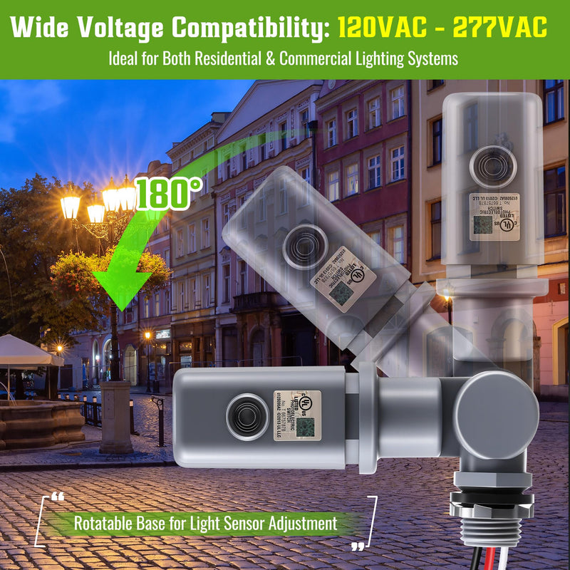 Photocell Sensor for Outdoor Light, 120-277VAC 50/60 Hz Swivel Mount Photocell IP54 Waterproof, Dusk to Dawn Sensor Photoelectric for High Power Loads in Commercial or Industrial (4 Pack) 4