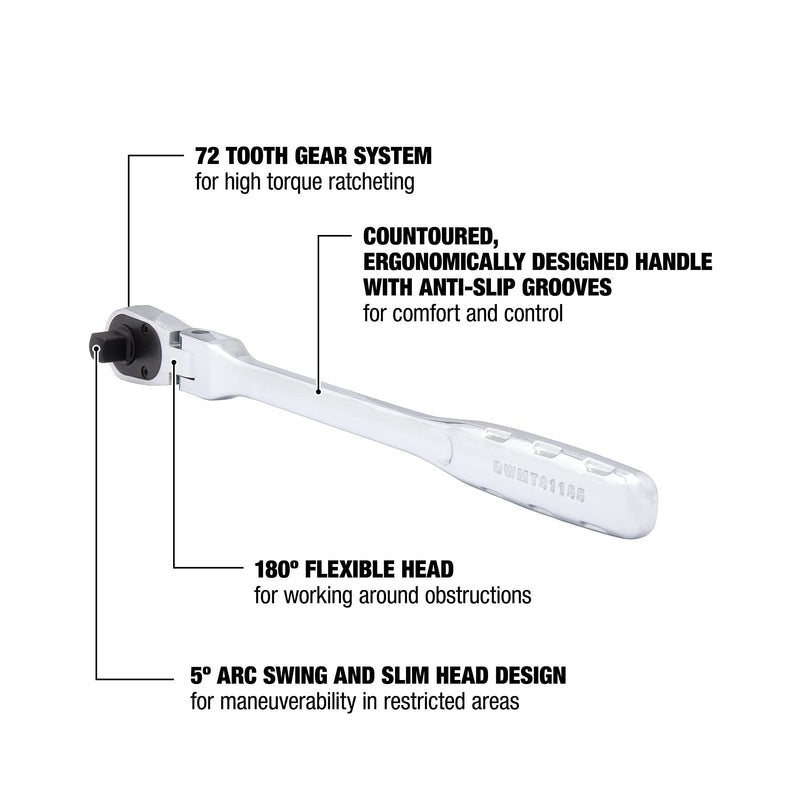 DEWALT Flex Head Ratchet, SAE, 3/8-Inch (DWMT81155) 3/8 Inch Drive