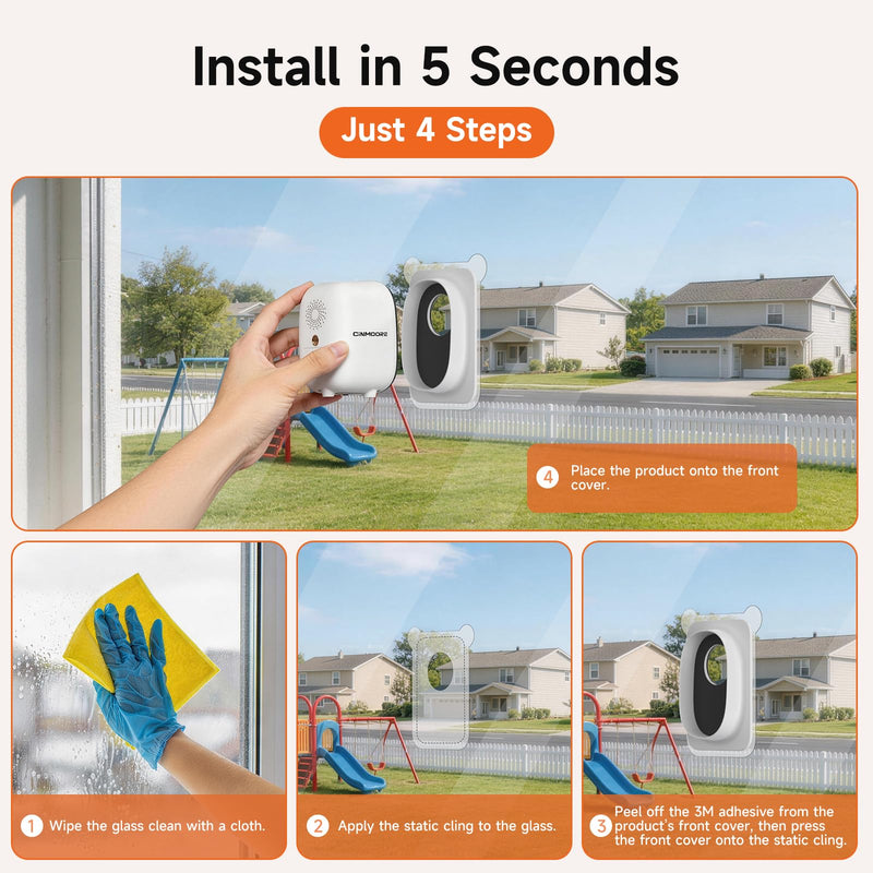 4MP 2.5K Wireless Window Camera, Rechargeable Indoor HD Home Security Camera, 2.4GHz WiFi, Full Color Night Vision, AI Motion Detection, Anti-Glare, No Wiring, Static Cling Mount No Residue 1 Camera