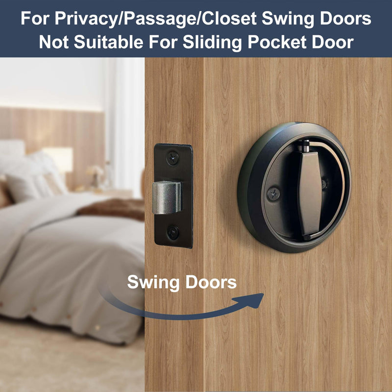 1 Pack Low Profile Door Knob for Space Saving, 2 3/8" Anti-Bump Flush Interior Door Handle for Narrow Spaces, Hidden Recessed Cup Flat Door Lock for RV, Closet and Tight Clearance(Black) 1 Matte Black