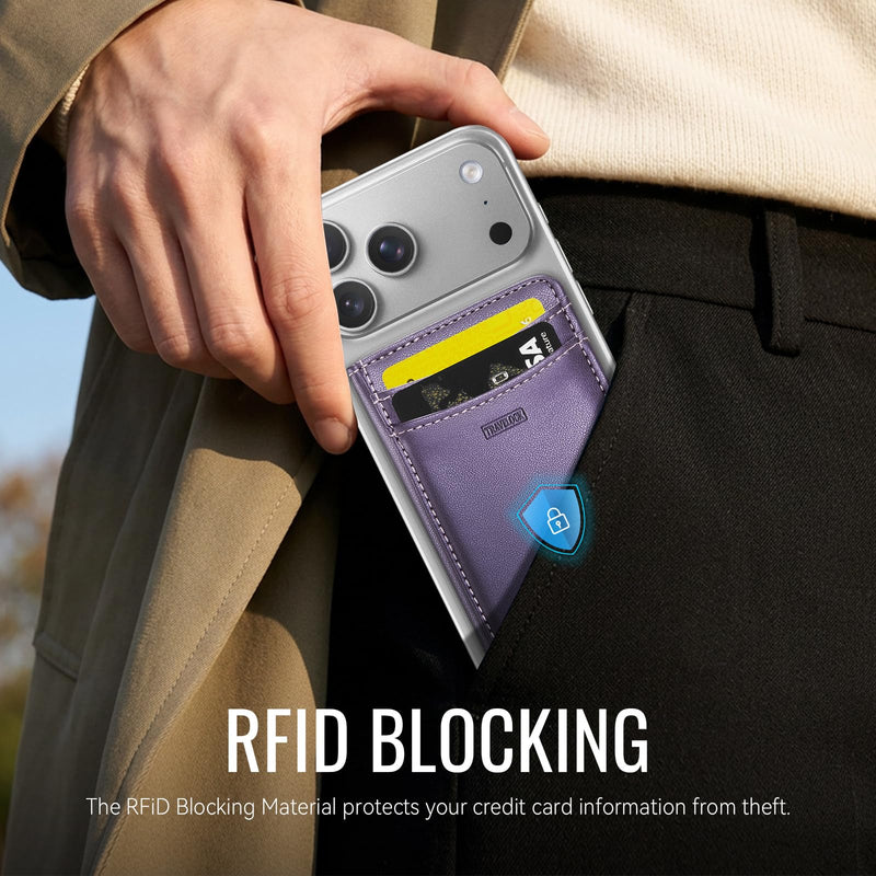 for MagSafe Wallet, 6-8 Card Holder RFID Blocking Minimalist Magnetic Wallet, Men's and Women's Ultra-Thin Leather Desktop Stand Phone Wallet,for Most iPhone Samsung MagSafe Phones and Cases Purple