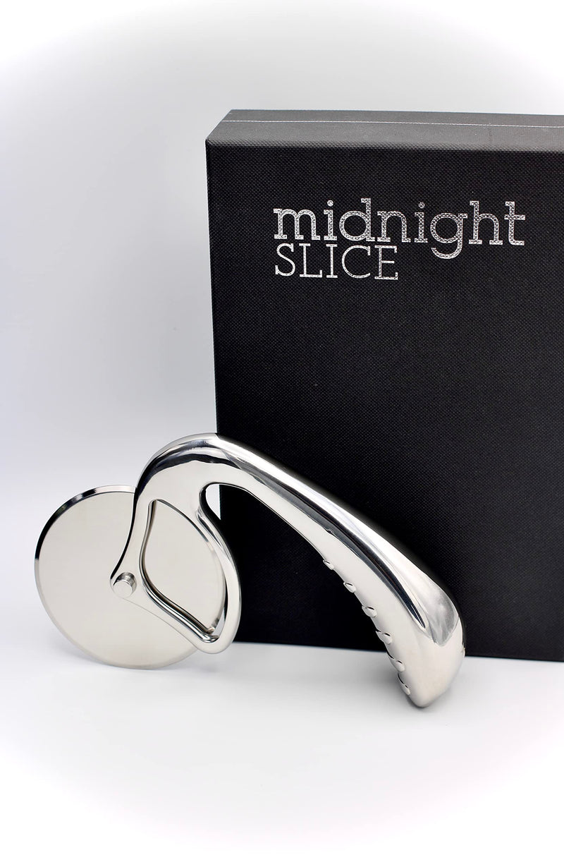 Pizza Cutter Wheel by Midnight Slice - Stainless Steel Food Slicer for Pizzas and more with Ergonomic Handle and Sharp Cutting Surface for Clean Cuts