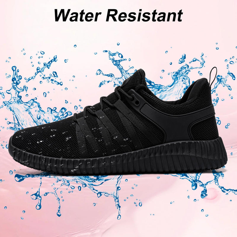Slip On Sneakers Women Non Slip Work Shoes Water Resistant Comfortable Black Slip Resistant Breathable Lightweight Walking Shoe Zapatos Antideslizantes para Mujer, Black 8 Night Forest