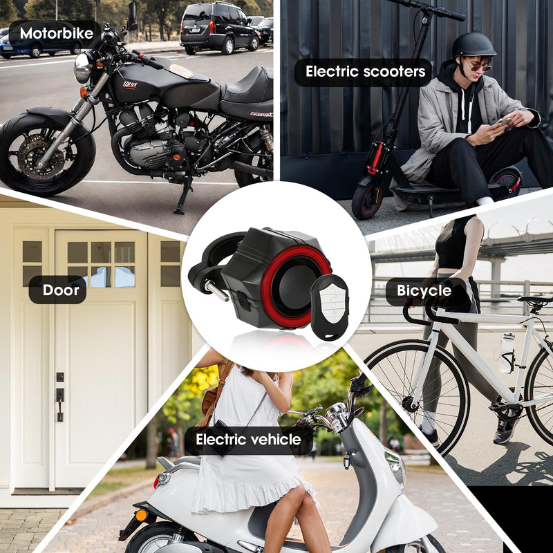 Bike Alarm with Remote - 110dB Loud Anti-Theft Waterproof Rechargeable Alarm, Vibration Sensor Motorcycle Alarm for Bicycle, Ebike, Scooter, IP65 Rated,5-Level Volume Adjustable