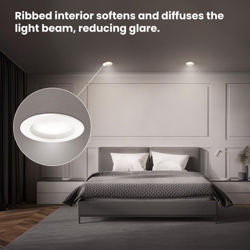 Feit Electric LED Recessed Light Retrofit Kit - 5/6 in Dimmable with Baffle Trim, 75W Equivalent, Adjustable White 2700K–5000K, 90+ CRI, for Living, Bathroom, Dining & Kitchen Room 6 Count (Pack of 1) 6 Way + 75W