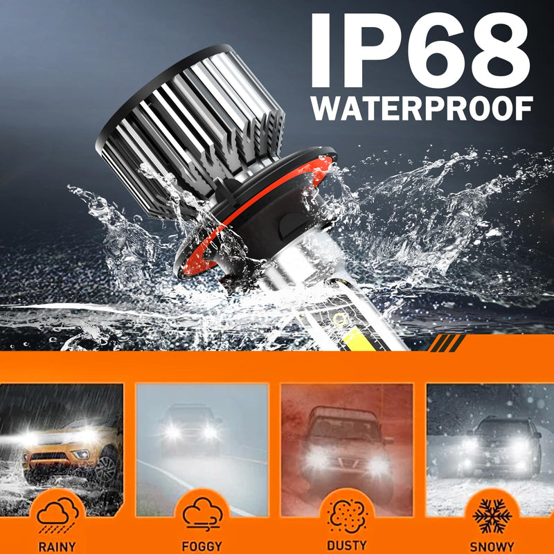 Compatible For Ford F150 F250 F350 (2004-2014) Bulbs 9008 H13 High & Low Beam+9145 Fog Light Bulbs,6500K White 600% Brightness with Fan, Plug and Play, Pack of 4 For Ford F150 F250 F350 2004-2014